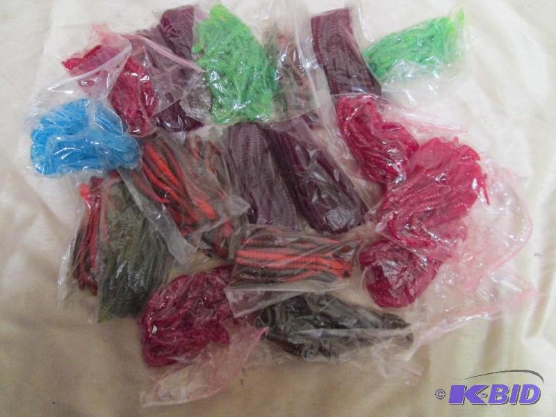 Lot of 20 bags of jig worms. Assort...