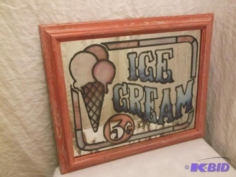 lot 37 image: ICE CREAM mirror sign measuring 23 ...