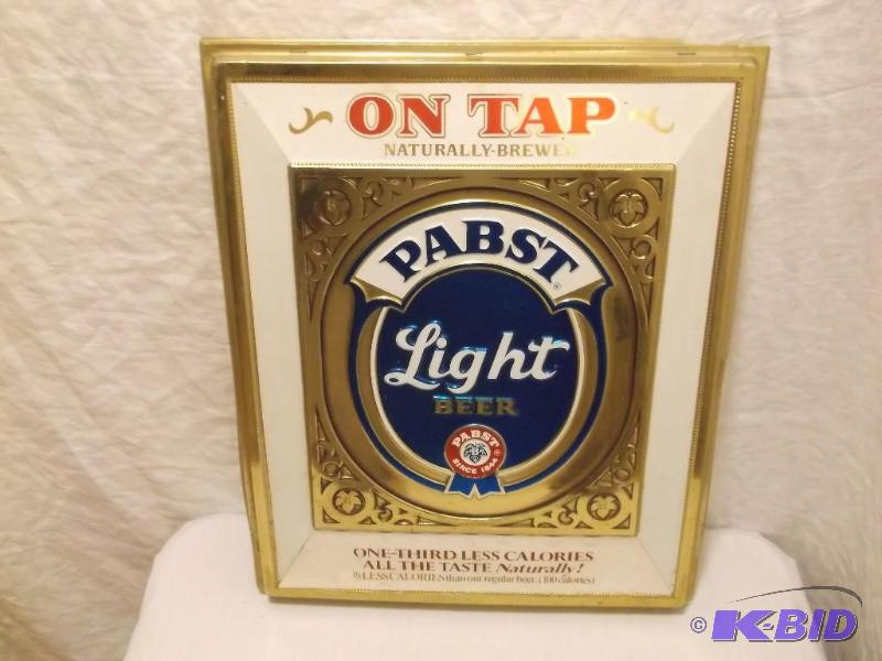 lot 39 image: PABST Light Beer On Tap sign has a ...