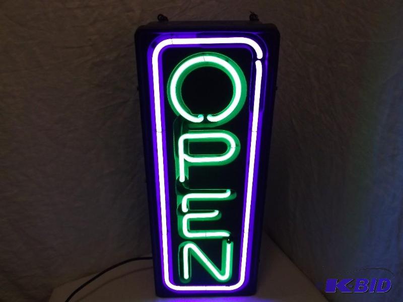 lot 42 image: NEON OPEN  multi colored sign ...