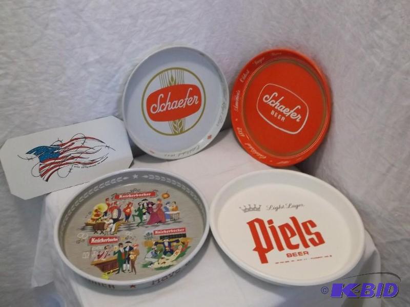 lot 60 image: 4 Beer tip trays the largest measur...