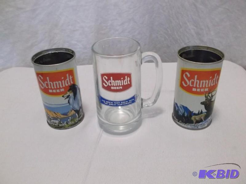 lot 68 image: Schmidt Beer glass mug and 2 vintag...