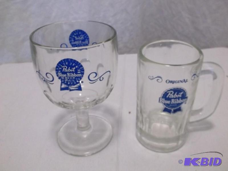 lot 71 image: &nbspPabst Blue Ribbion Beer glass...