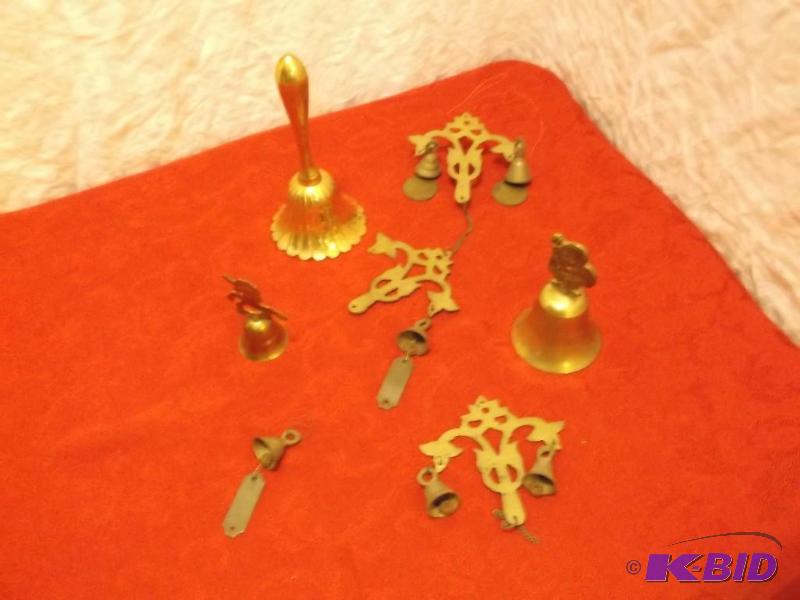 lot 91 image: Solid heavy Brass bells the wind ch...