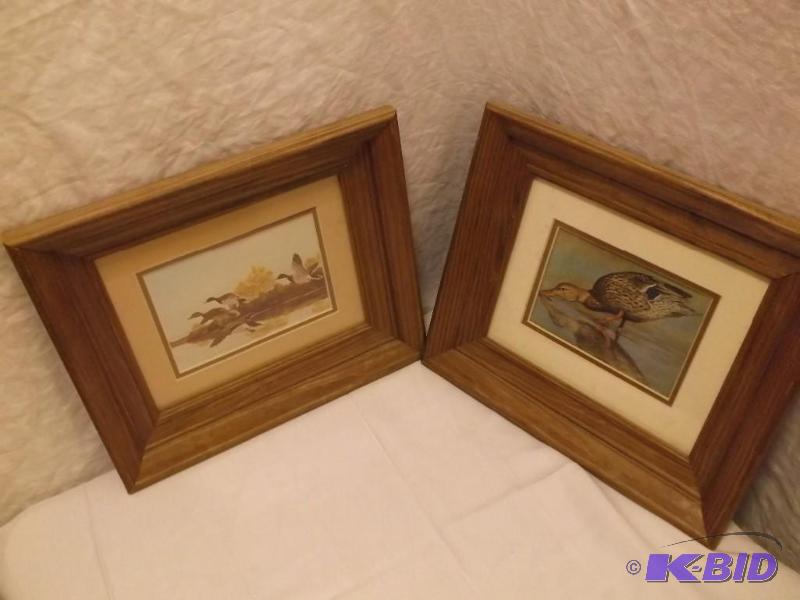 lot 95 image: 2 Cute solid wood framed duck pictu...
