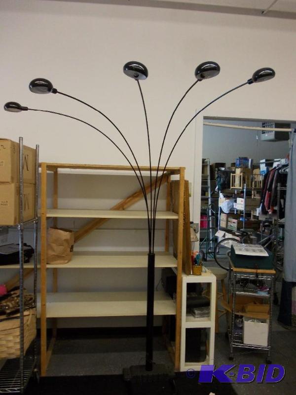 lot 36 image: Black 5-Arm Arch Floor Lamp (8 ft) ...