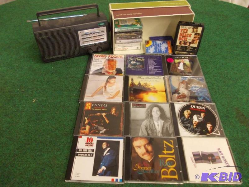 lot 53 image: Assorted CDs, Cassettes, Sony Weat...