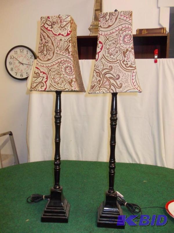lot 59 image: Pair Of 36 in Lamps With Shades...