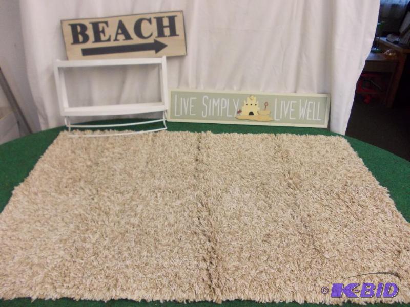 lot 64 image: Sand Color Rug (46x32), Metal Beach...