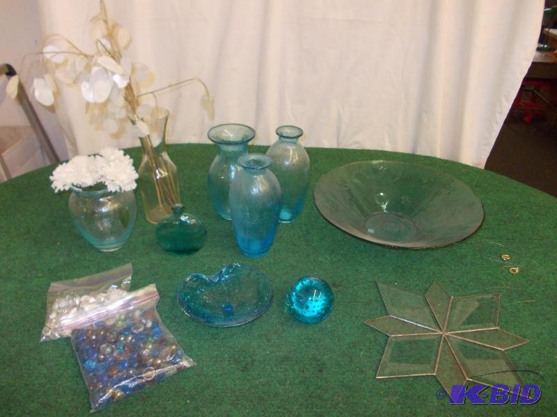 lot 65 image: Collection Of Blue Glass Vases (Pie...