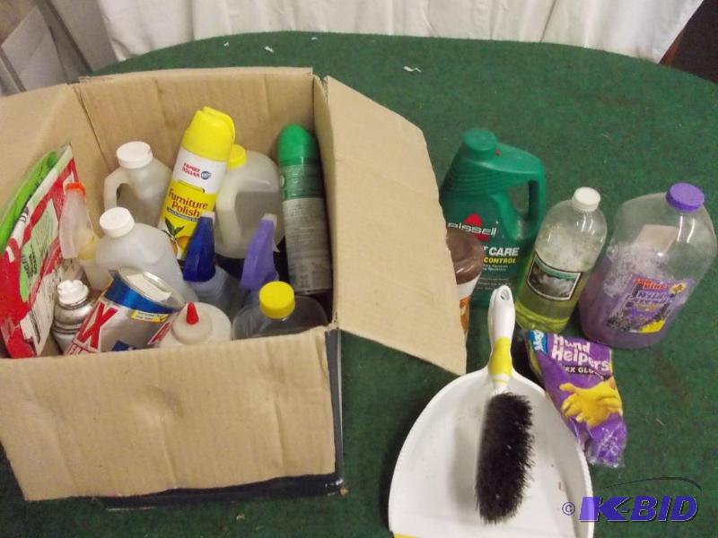 lot 90 image: Box Lot Of Cleaning Supplies...