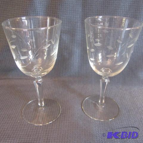 lot 17 image: Etched Wine Glasses