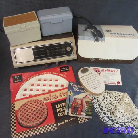 lot 417 image: Massager, Radio, Recipes
