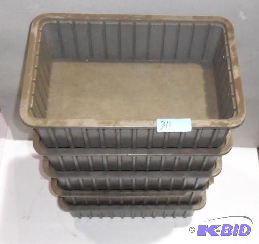 Parts bins. Set of five stacking (n...