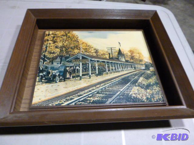 lot 157 image: Train Depot Framed Painting...