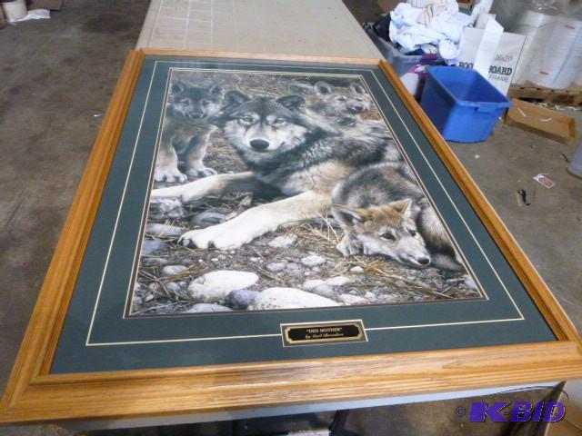 lot 205 image: Framed Wolf Print 29" X 39&quo...