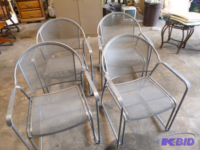 lot 212 image: 4 Metal Patio Stackable Chairs...