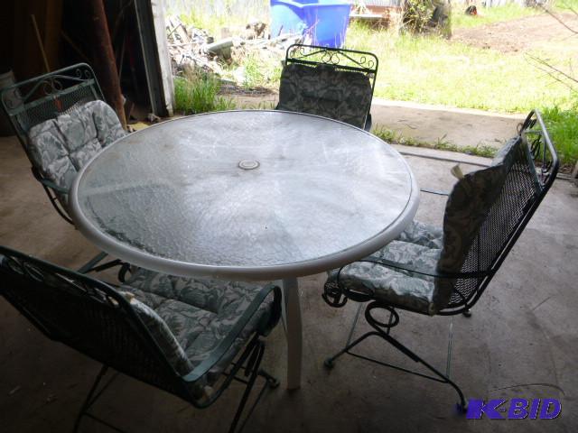 lot 216 image: 50" Glass Top Patio Table with...