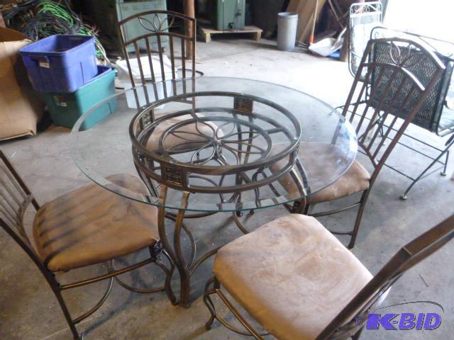 lot 220 image: Metal with Glass Top Table and 4 Ch...
