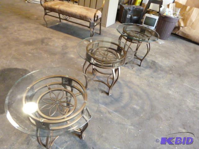 lot 222 image: 3 - 26" Glass and Metal Small ...
