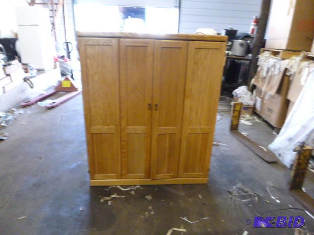 lot 236 image: Oak WardrobeDesk 58" H X 48&q...