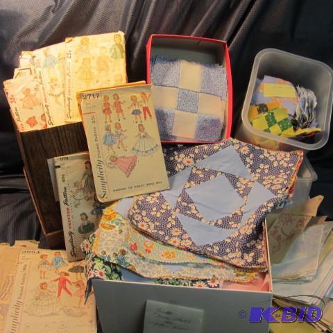 lot 180 image: Vintage Patterns, Quilt Pieces