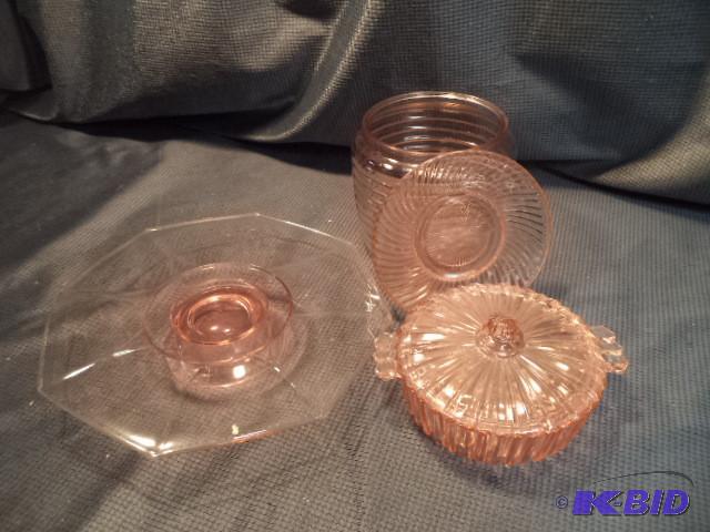 lot 40 image: Pink Depression Glass