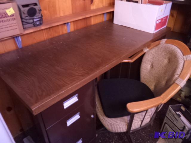 lot 58 image: Chair, File Cabinet Wood Top
