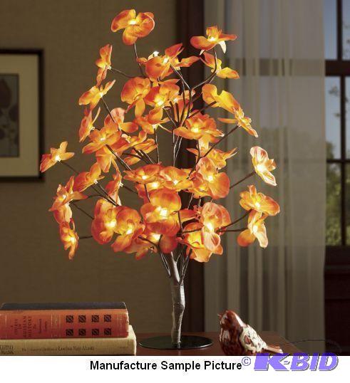 Orange Tabletop Lighted Flowers -&n...