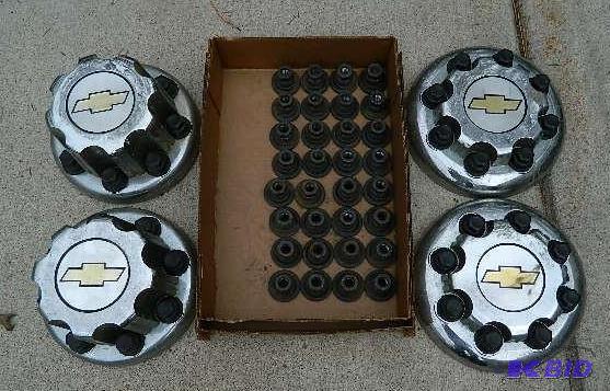 lot 218 image: Chevy Truck 8 Bolt Center Caps with...
