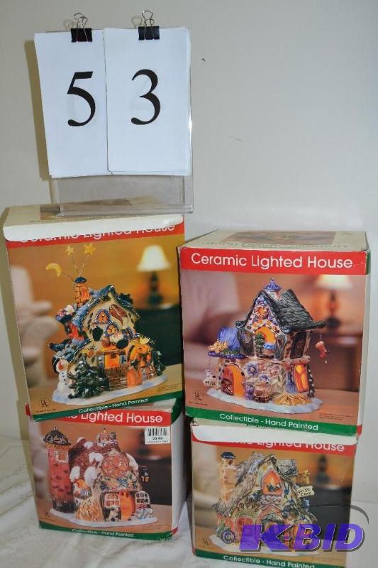 lot 53 image: Porcelain handpainted houses