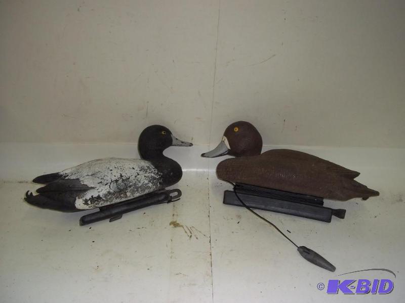2 Blue Bill duck decoys...