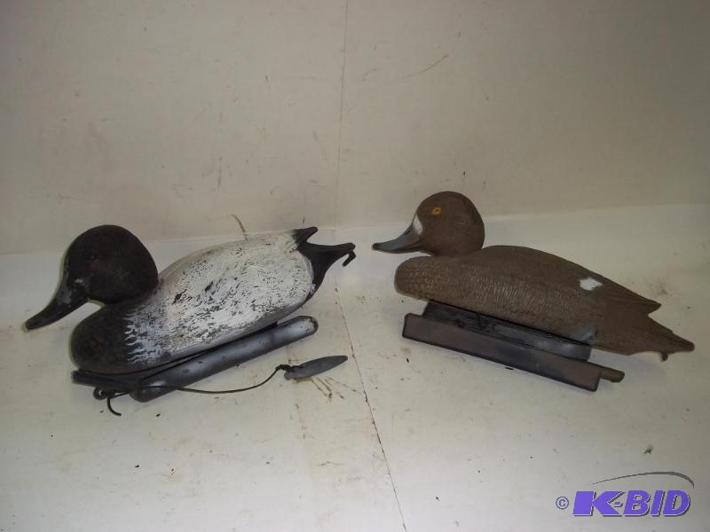 2 Blue Bill duck decoys...
