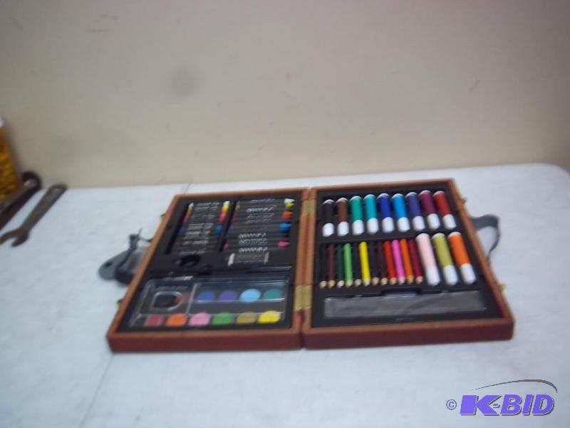 Art Supplies In A Wood Case...