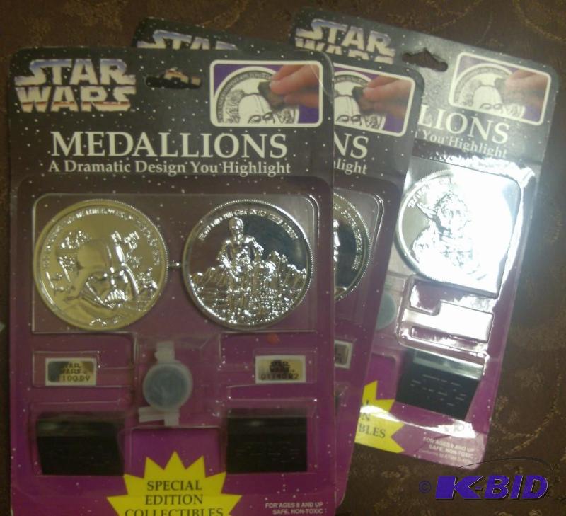 lot 55 image: Star Wars Lot of 3 Medallions- A dramatic des...