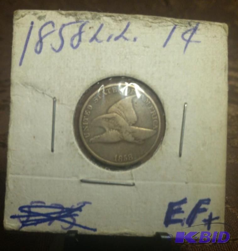lot 150 image: 1858 FLYING EAGLE ONCE CENT COIN LA...