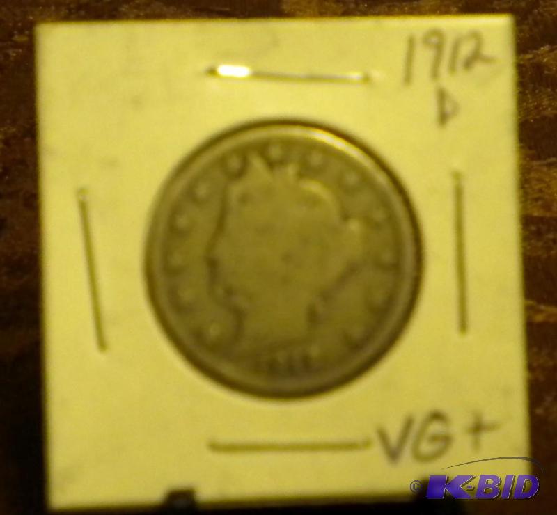 lot 27 image: 1912-D V  LIBERTY HEAD NICKEL FIVE...