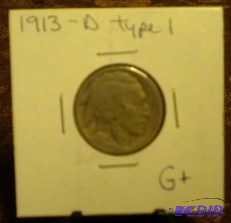 lot 29 image: 1913-D BUFFALO  INDIAN HEAD FIVE C...