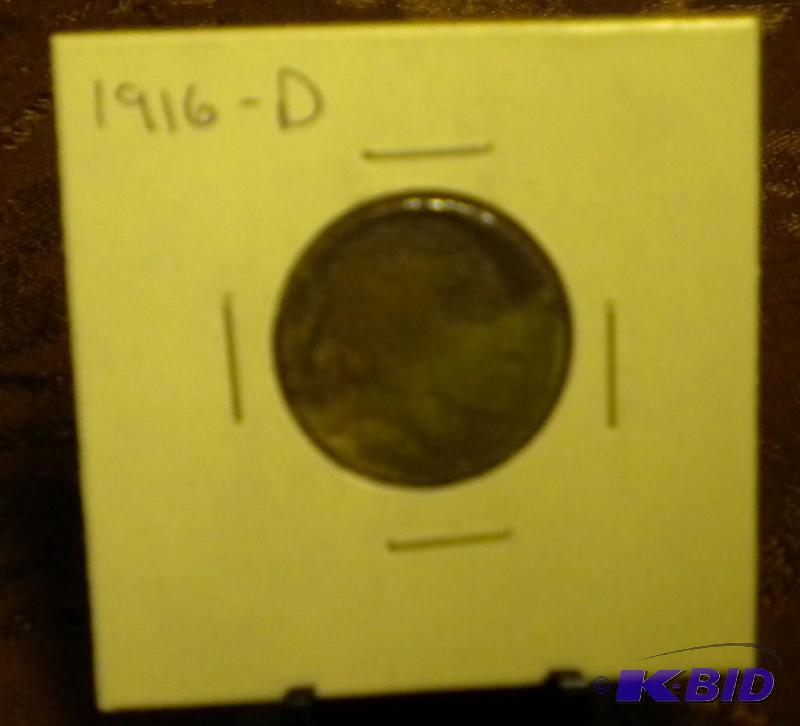 lot 32 image: 1916-D BUFFALO  INDIAN HEAD FIVE C...