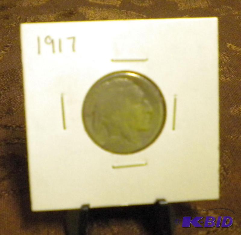 lot 33 image: 1917 BUFFALO  INDIAN HEAD FIVE CEN...