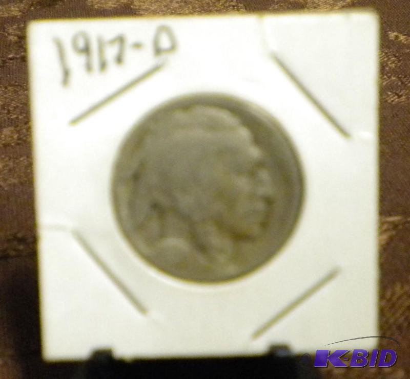 lot 34 image: 1917-D BUFFALO  INDIAN HEAD FIVE C...