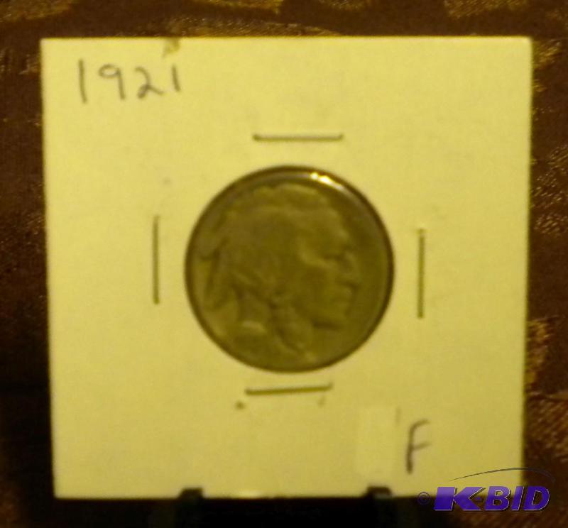 lot 38 image: 1921 BUFFALO  INDIAN HEAD FIVE CEN...