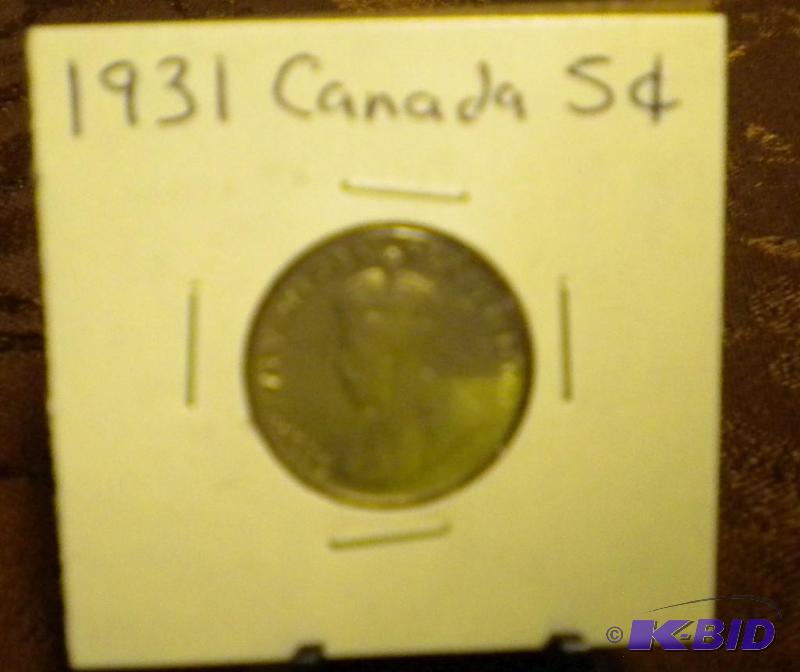 lot 46 image: 1931 CANADA NICKEL FIVE CENT COIN...