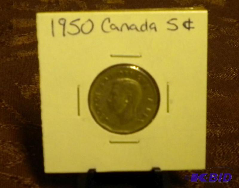 lot 48 image: 1950 CANADA NICKEL FIVE CENT COIN...