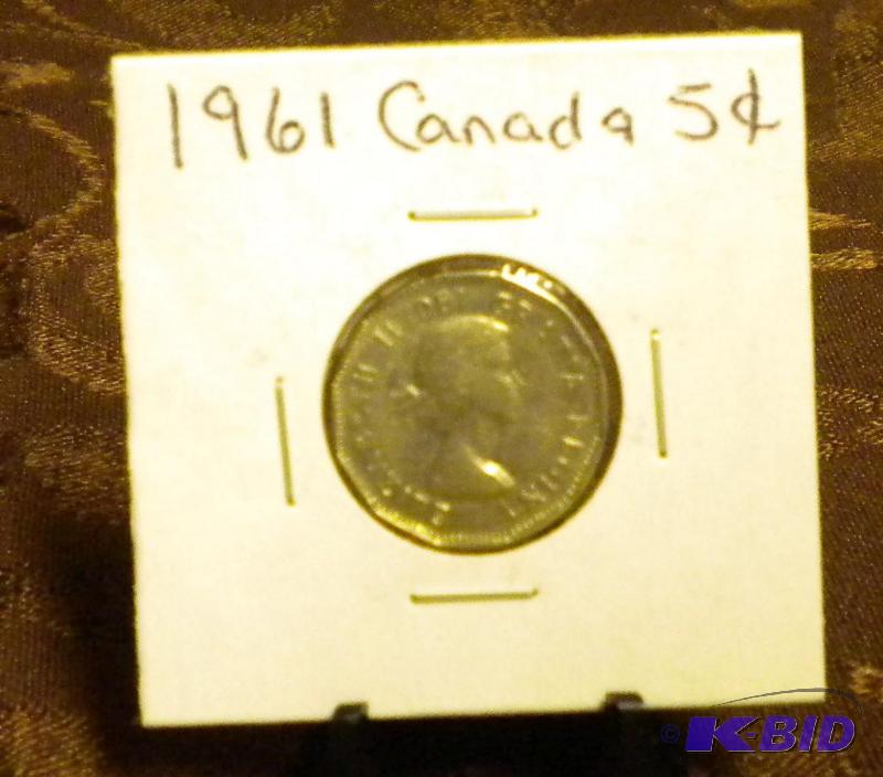 lot 49 image: 1961 CANADA NICKEL FIVE CENT COIN...