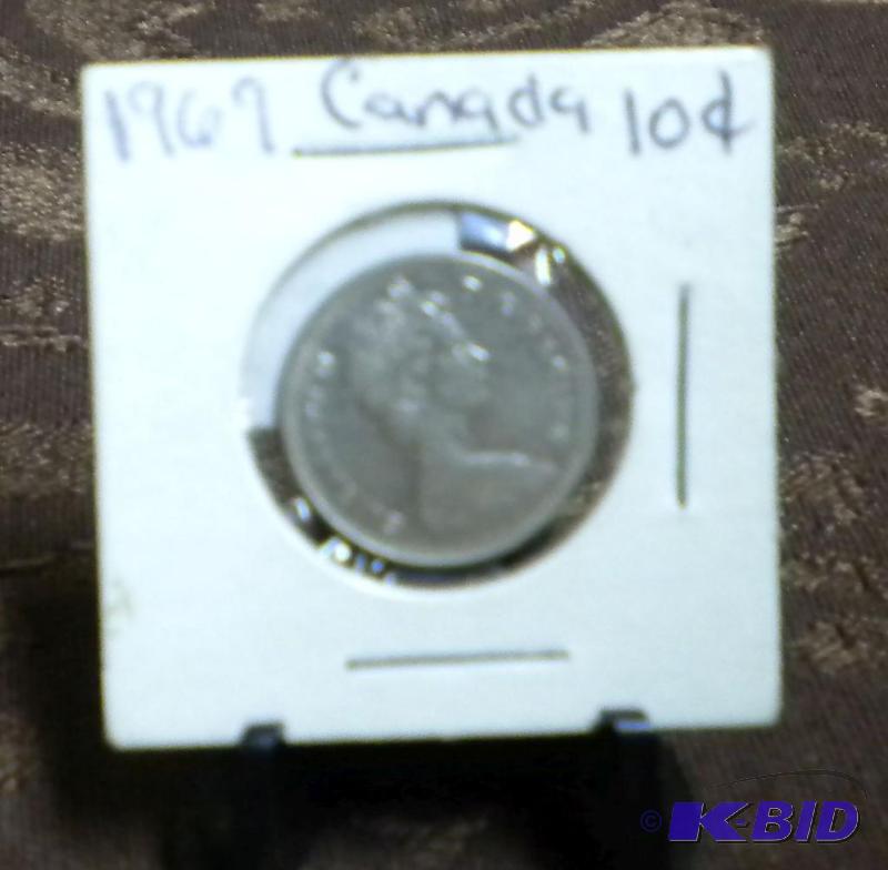 lot 52 image: 1967 CANADA DIME TEN CENT COIN...