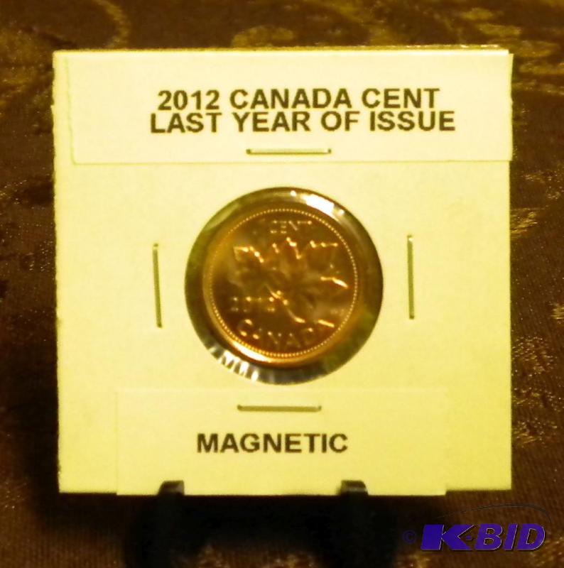lot 53 image: 2012 CANADA ONE CENT COIN LAST YEAR...