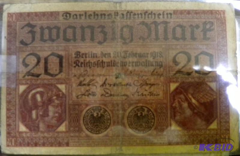 lot 80 image: 1918 GERMAN 20 MARK NOTE...