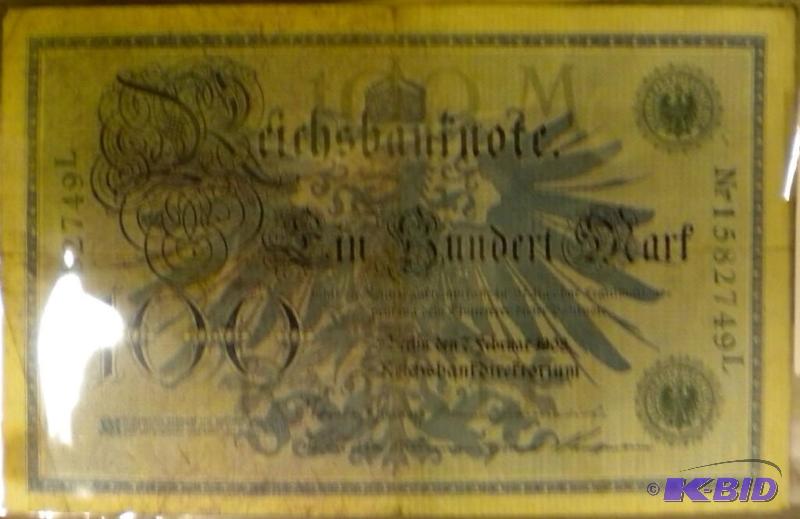 lot 82 image: 1908 GERMAN 100 MARK NOTE...