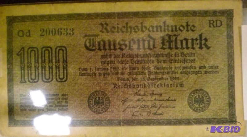 lot 83 image: 1922 GERMAN 1000 MARK NOTE...